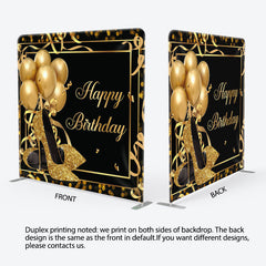 Aperturee - Aperturee Gold Balloon High Heels Fabric Backdrop Cover for Birthday