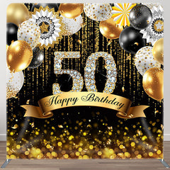 Aperturee - Aperturee Gold Balloons Bokeh Fabric Backdrop Cover for Birthday