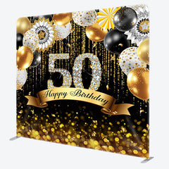 Aperturee - Aperturee Gold Balloons Bokeh Fabric Backdrop Cover for Birthday