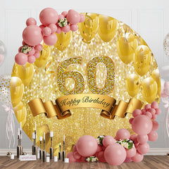 Aperturee - Aperturee Gold Balloons Glitter Round 60th Birthday Backdrop