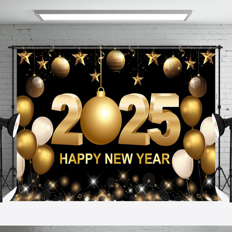 Aperturee - Aperturee Gold Bauble Balloon Shining 2025 New Year Backdrop