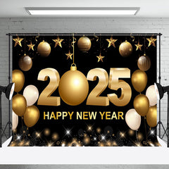 Aperturee - Aperturee Gold Bauble Balloon Shining 2025 New Year Backdrop