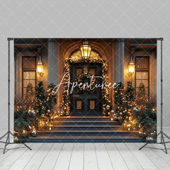 Aperturee - Aperturee Gold Bauble Light Wreath Villa Christmas Backdrop