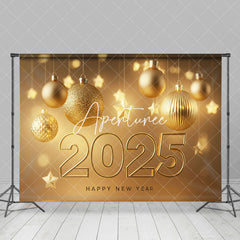 Aperturee - Aperturee Gold Bauble Stars Bokeh Luxury 2025 New Year Backdrop