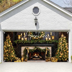 Aperturee - Aperturee Gold Black Elegant Fireplace Xmas Garage Door Banner