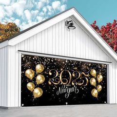 Aperturee - Aperturee Gold Blue Glitter 2025 New Year Garage Door Banner