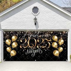 Aperturee - Aperturee Gold Blue Glitter 2025 New Year Garage Door Banner