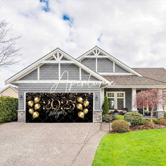 Aperturee - Aperturee Gold Blue Glitter 2025 New Year Garage Door Banner