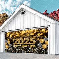 Aperturee - Aperturee Gold Bokeh Balloons City 2025 Garage Door Banner