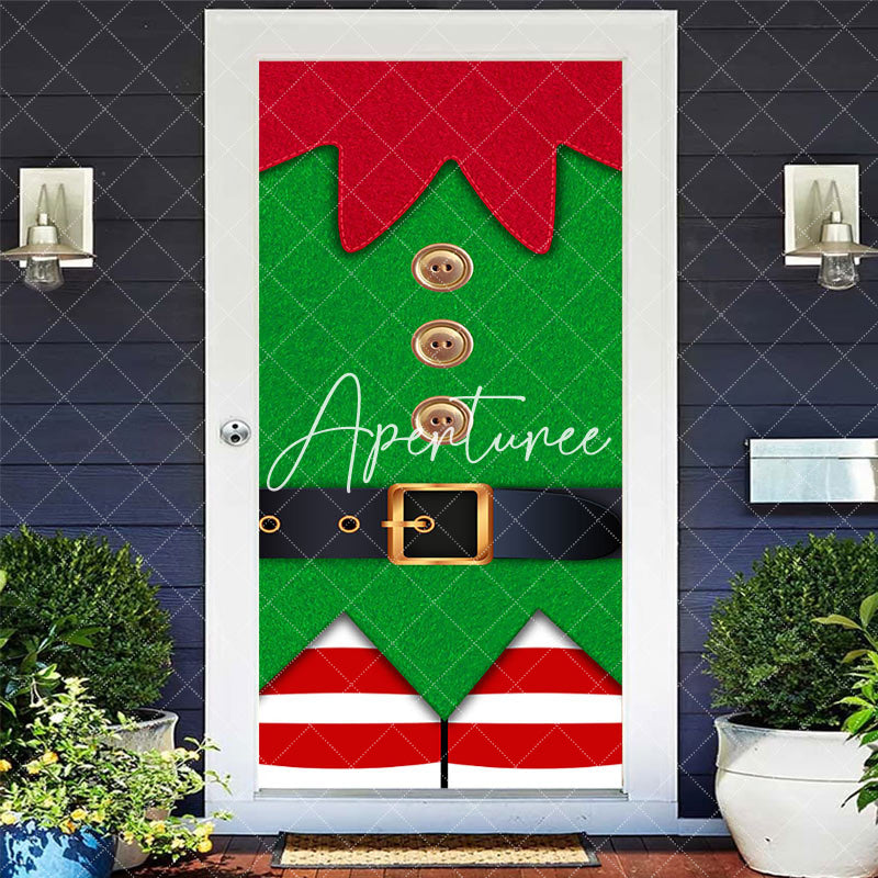 Aperturee - Aperturee Gold Buttons Green Red Christmas Vibe Door Cover