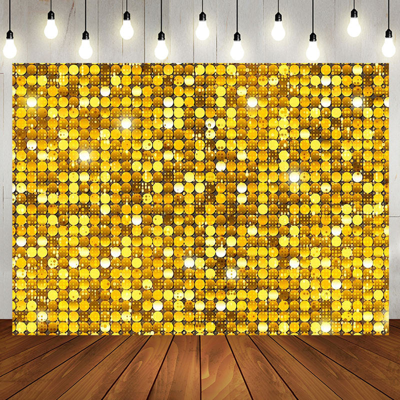 Aperturee - Aperturee Gold Circle Sequins Glitter Happy Birthday Backdrop