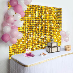 Aperturee - Aperturee Gold Circle Sequins Glitter Happy Birthday Backdrop