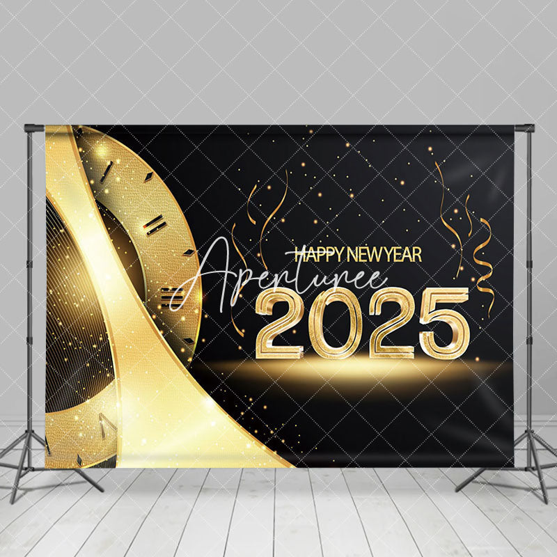 Aperturee - Aperturee Gold Clock Dial Ribbons Black 2025 New Year Backdrop