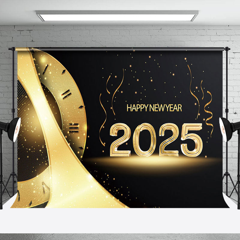 Aperturee - Aperturee Gold Clock Dial Ribbons Black 2025 New Year Backdrop