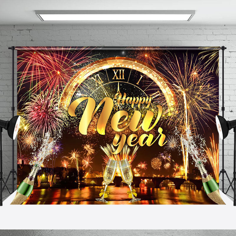 Aperturee - Aperturee Gold Colorful City Night Happy New Year Backdrop