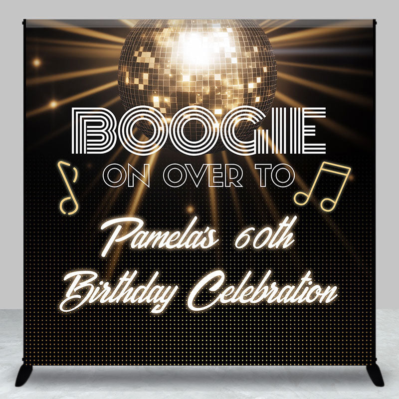 Aperturee - Aperturee Gold Disco Night Custom Name 60th Birthday Backdrop