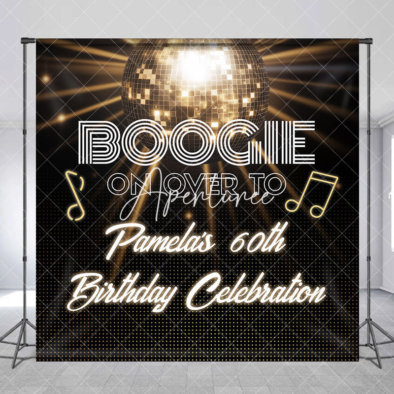 Aperturee - Aperturee Gold Disco Night Custom Name 60th Birthday Backdrop