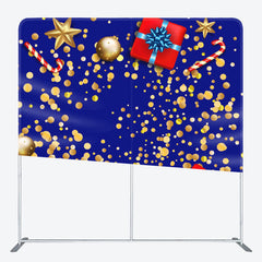 Aperturee - Aperturee Gold Dots And Star Gifts Blue Backdrop For Party