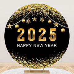 Aperturee - Aperturee Gold Dots Ornaments New Year Party Round Backdrop