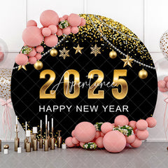 Aperturee - Aperturee Gold Dots Ornaments New Year Party Round Backdrop