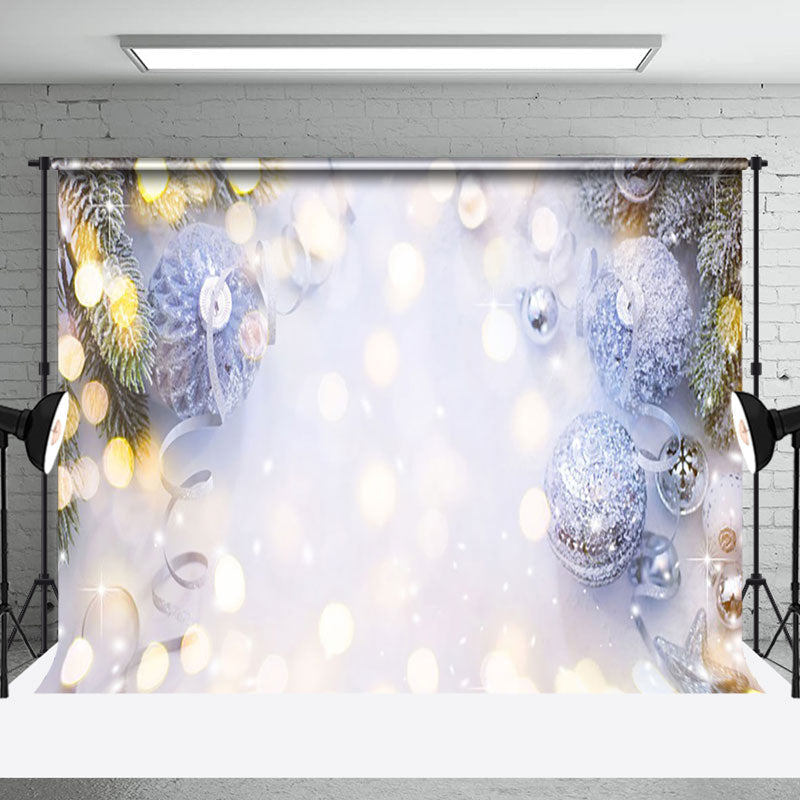 Aperturee - Aperturee Gold Dots Silver Ornaments Xmas Scene Backdrop