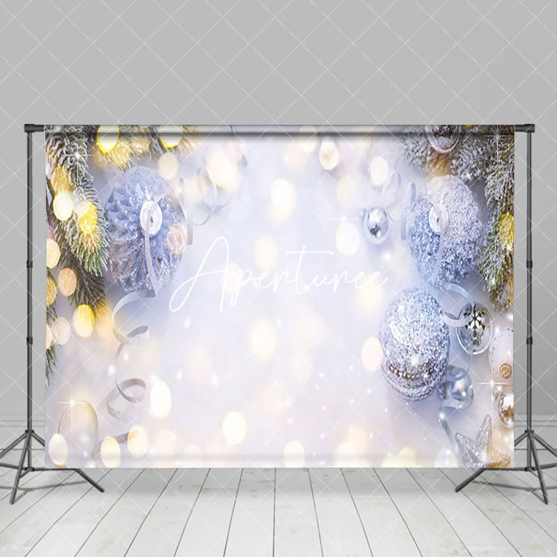 Aperturee - Aperturee Gold Dots Silver Ornaments Xmas Scene Backdrop