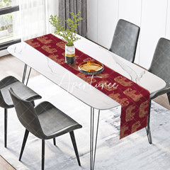 Aperturee - Aperturee Gold Elephant Floral Pattern Cutural Table Runner