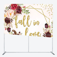 Aperturee - Aperturee Gold Fall In Love Fabric Backdrop Cover for Wedding