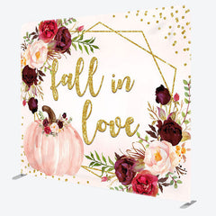 Aperturee - Aperturee Gold Fall In Love Fabric Backdrop Cover for Wedding