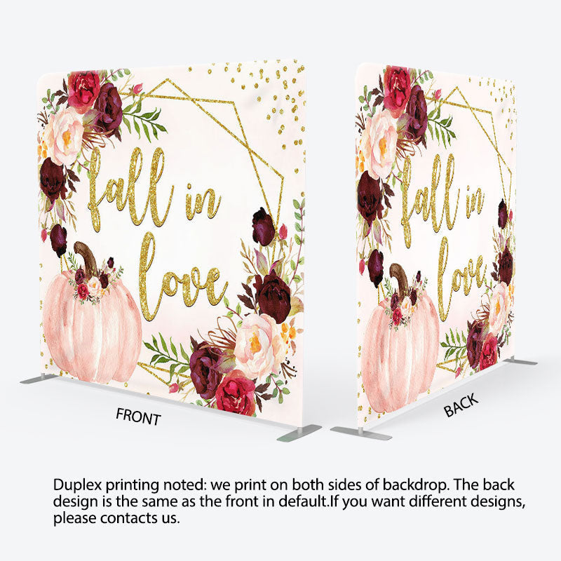 Aperturee - Aperturee Gold Fall In Love Fabric Backdrop Cover for Wedding