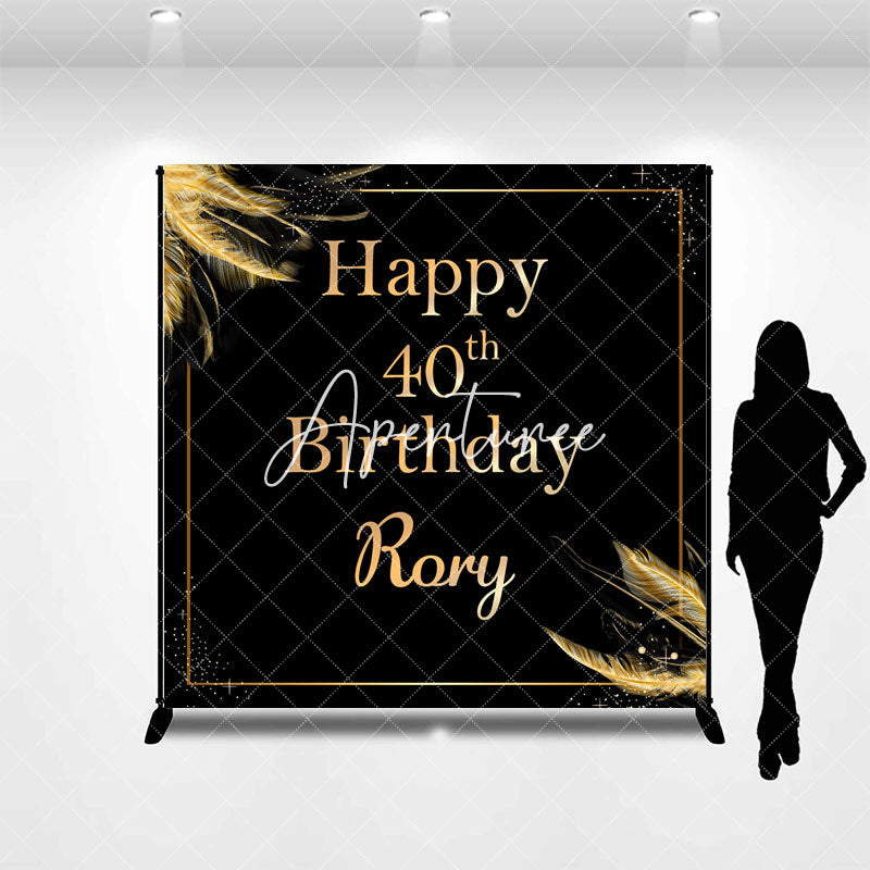 Aperturee - Aperturee Gold Feather Black Custom 40th Birthday Backdrop