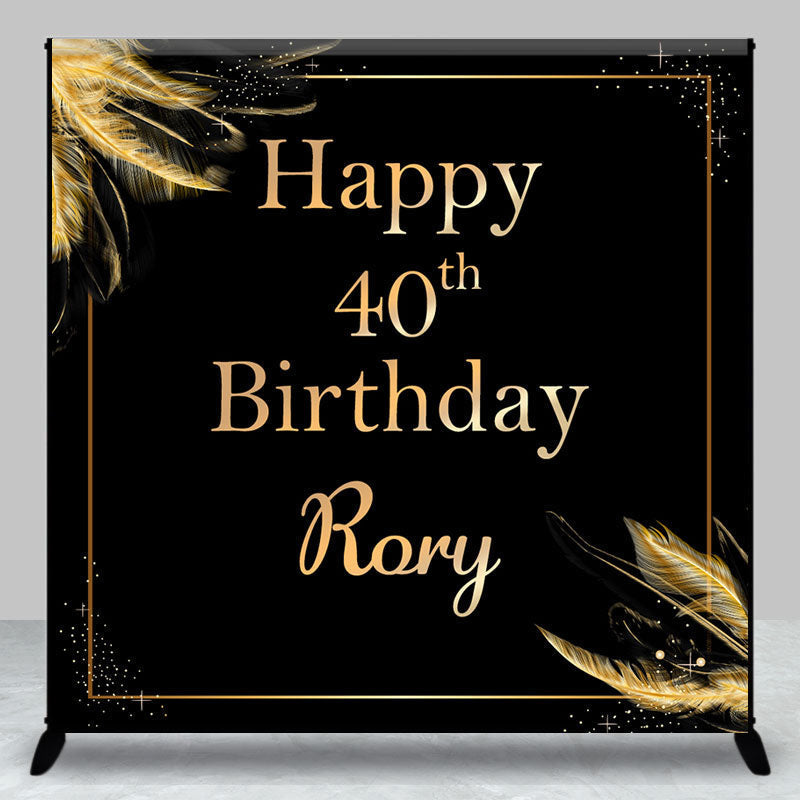 Aperturee - Aperturee Gold Feather Black Custom 40th Birthday Backdrop