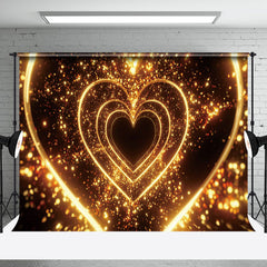 Aperturee - Aperturee Gold Fluorescence 3D Hearts Valentines Day Backdrop