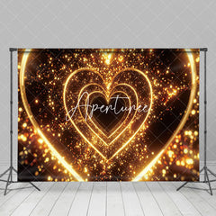 Aperturee - Aperturee Gold Fluorescence 3D Hearts Valentines Day Backdrop