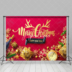 Aperturee - Aperturee Gold Gifts Merry Christmas Happy New Year Backdrop