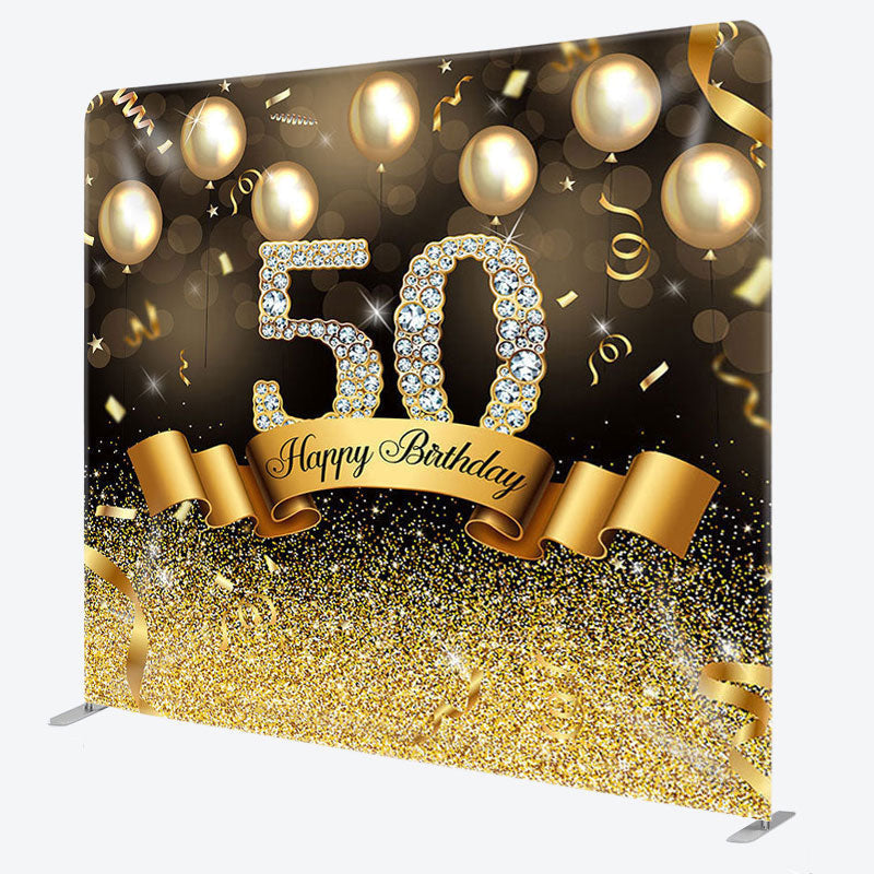 Aperturee - Aperturee Gold Glitter Balloon Fabric Backdrop Cover for Birthday