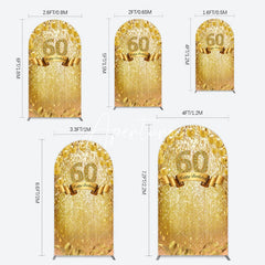 Aperturee - Aperturee Gold Glitter Balloons 60th Birthday Arch Backdrop