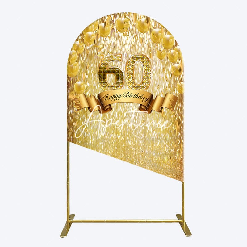 Aperturee - Aperturee Gold Glitter Balloons 60th Birthday Arch Backdrop