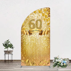 Aperturee - Aperturee Gold Glitter Balloons 60th Birthday Half Moon Arch Backdrop