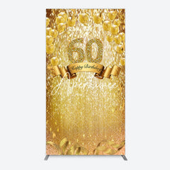 Aperturee - Aperturee Gold Glitter Balloons 60th Birthday Rectangle Backdrop