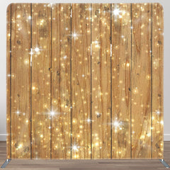 Aperturee - Aperturee Gold Glitter Brown Wood Backdrop Cover For Party Decor