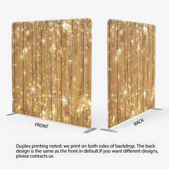 Aperturee - Aperturee Gold Glitter Brown Wood Backdrop Cover For Party Decor