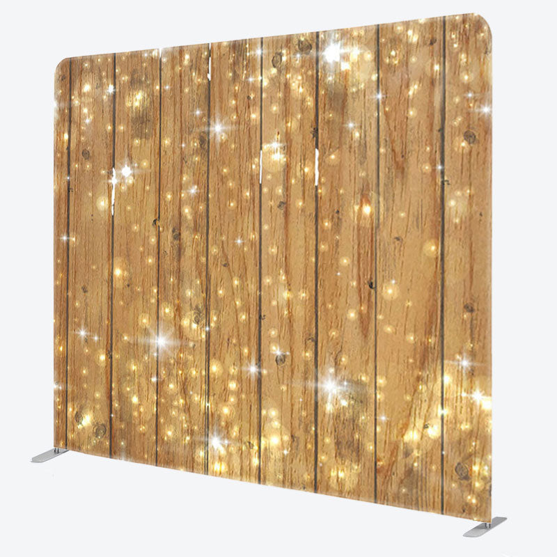 Aperturee - Aperturee Gold Glitter Brown Wood Backdrop Cover For Party Decor