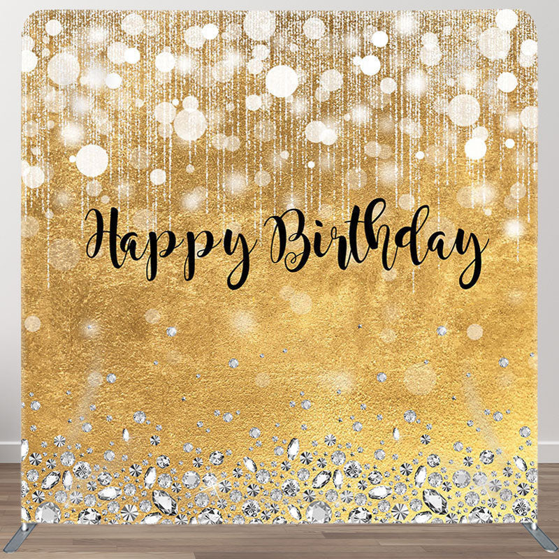 Aperturee - Aperturee Gold Glitter Diamond Fabric Backdrop Cover for Birthday