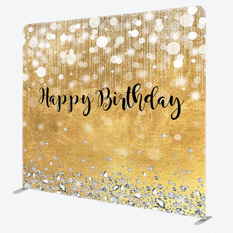 Aperturee - Aperturee Gold Glitter Diamond Fabric Backdrop Cover for Birthday