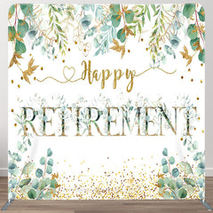 Aperturee - Aperturee Gold Glitter Leaves Fabric Backdrop Cover for Retirement