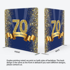 Aperturee - Aperturee Gold Glitter Navy Blue Fabric Backdrop Cover for Birthday