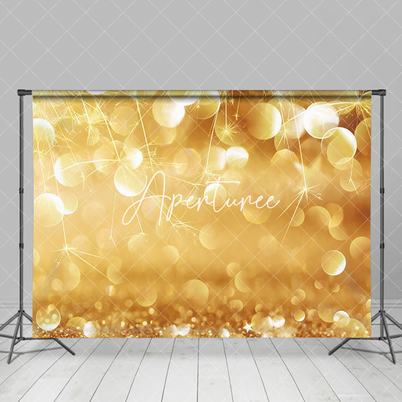 Aperturee - Aperturee Gold Glitter Shiny Sparkle Happy New Year Backdrop