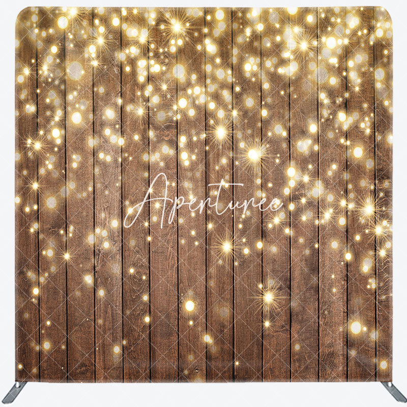 Aperturee - Aperturee Gold Glitter Wooden Bokeh Tension Fabric Backdrop