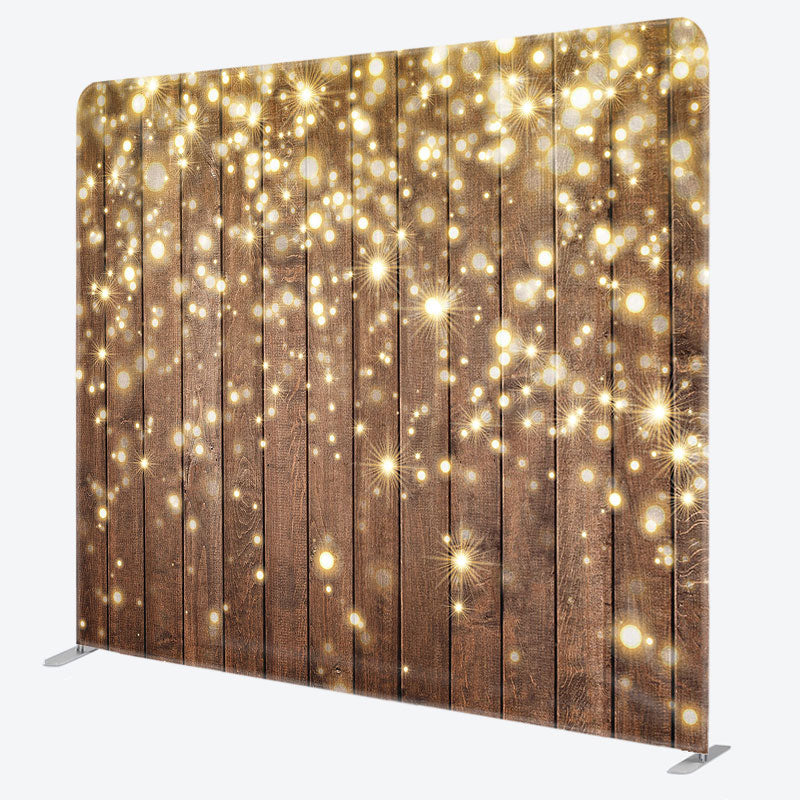 Aperturee - Aperturee Gold Glitter Wooden Bokeh Tension Fabric Backdrop